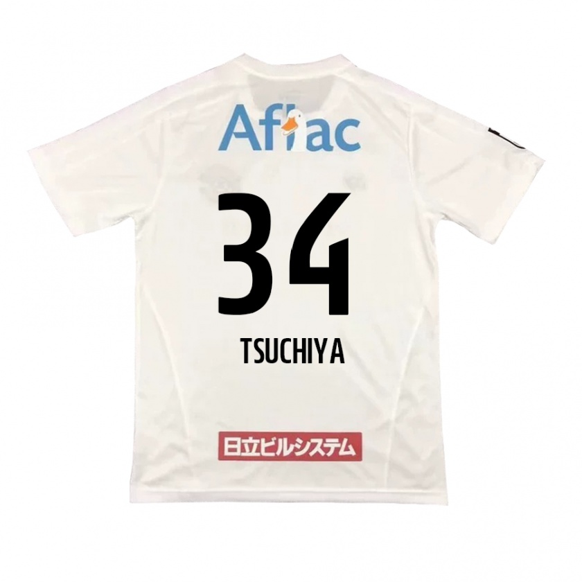 Kandiny Gyermek Takumi Tsuchiya #34 Fehér Fekete Idegenbeli Jersey 2024/25 Mez Póló Ing