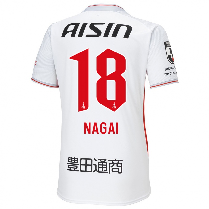 Kandiny Gyermek Kensuke Nagai #18 Fehér Sárga Piros Idegenbeli Jersey 2024/25 Mez Póló Ing