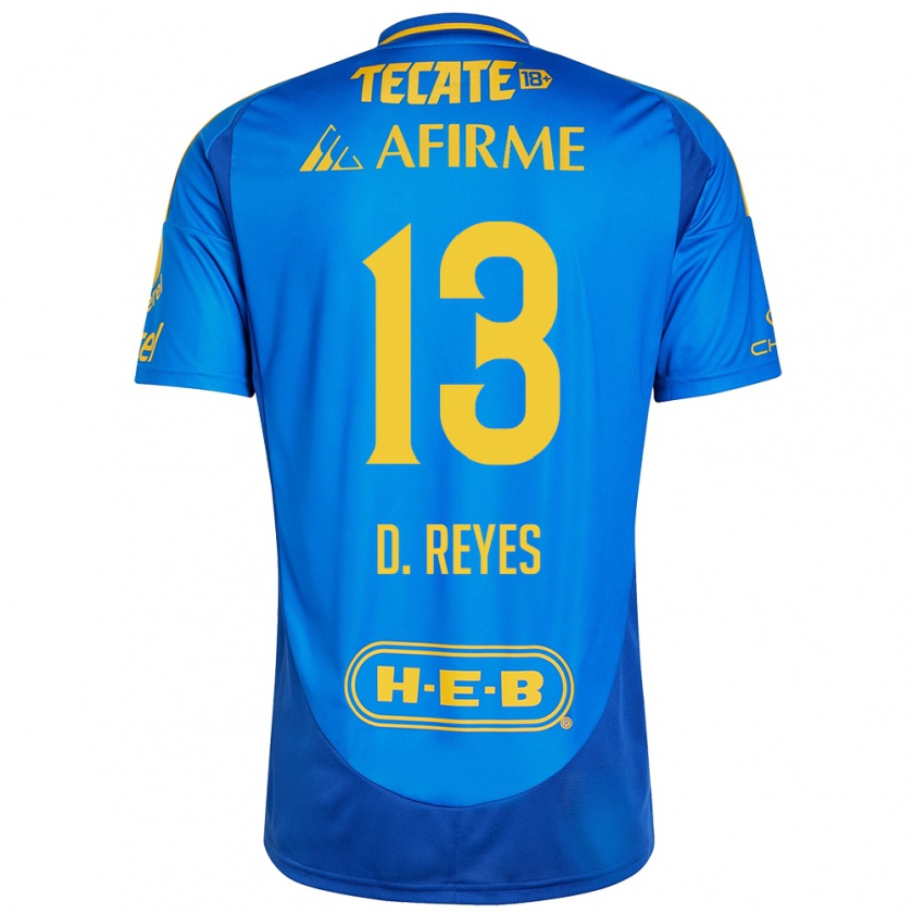 Kandiny Gyermek Diego Reyes #13 Kék Sárga Idegenbeli Jersey 2024/25 Mez Póló Ing