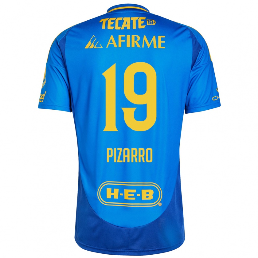 Kandiny Gyermek Guido Pizarro #19 Kék Sárga Idegenbeli Jersey 2024/25 Mez Póló Ing