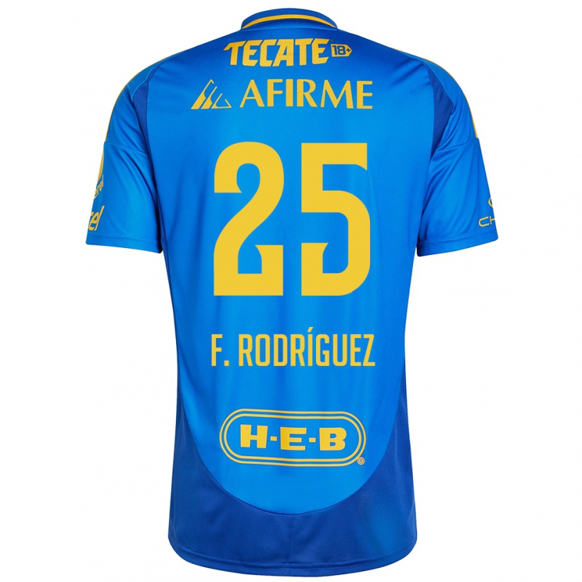 Kandiny Gyermek Felipe Rodríguez #25 Kék Sárga Idegenbeli Jersey 2024/25 Mez Póló Ing