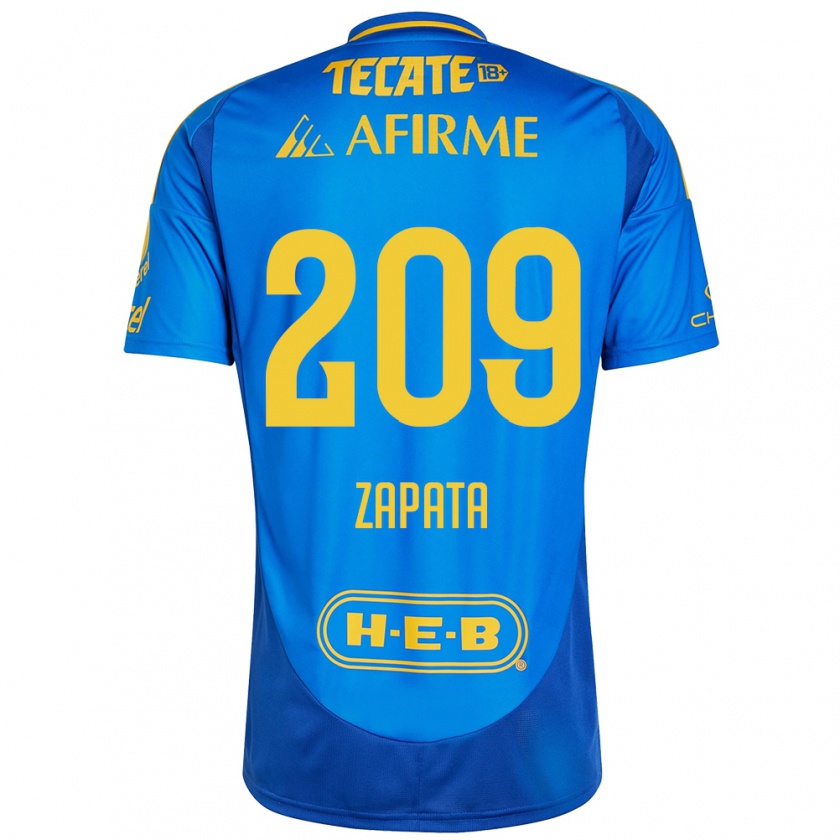 Kandiny Gyermek Jorge Zapata #209 Kék Sárga Idegenbeli Jersey 2024/25 Mez Póló Ing