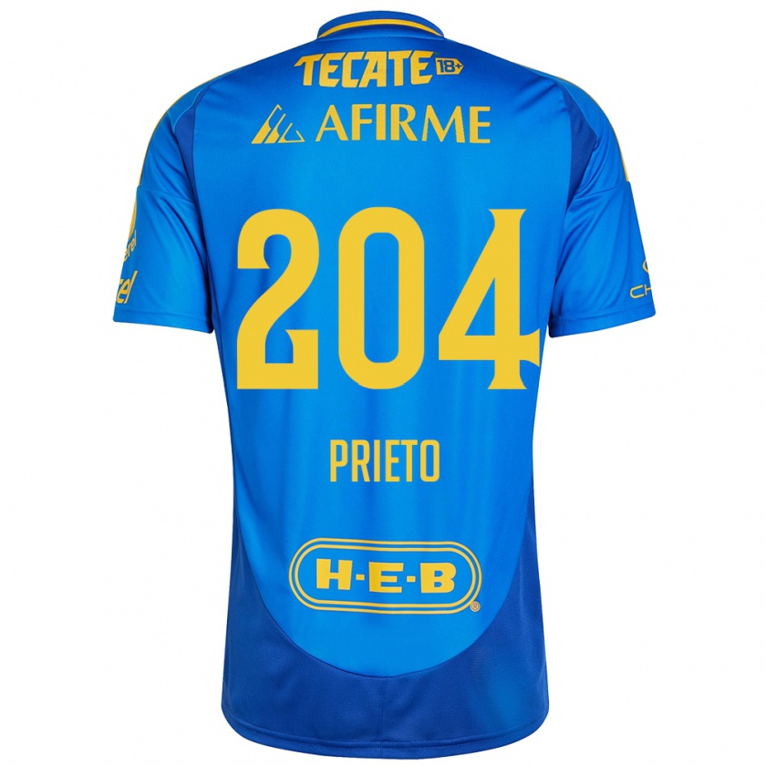 Kandiny Gyermek Leonel Prieto #204 Kék Sárga Idegenbeli Jersey 2024/25 Mez Póló Ing