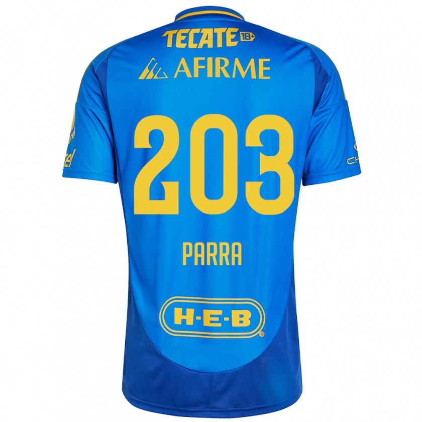 Kandiny Gyermek Bernardo Parra #203 Kék Sárga Idegenbeli Jersey 2024/25 Mez Póló Ing