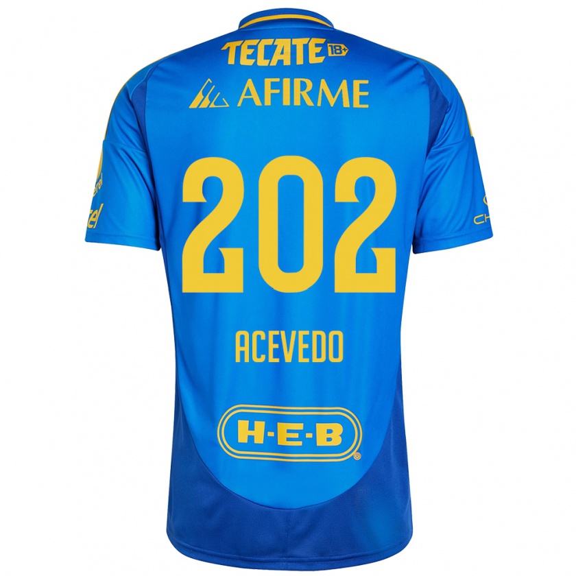 Kandiny Gyermek José Acevedo #202 Kék Sárga Idegenbeli Jersey 2024/25 Mez Póló Ing