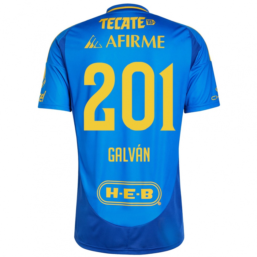 Kandiny Gyermek Isac Galván #201 Kék Sárga Idegenbeli Jersey 2024/25 Mez Póló Ing