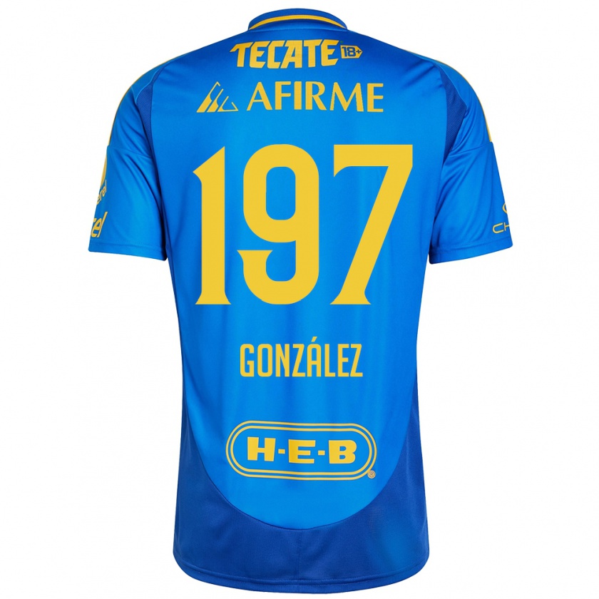 Kandiny Gyermek Germán González #197 Kék Sárga Idegenbeli Jersey 2024/25 Mez Póló Ing