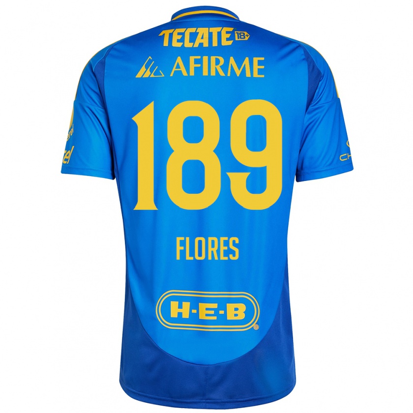 Kandiny Gyermek Rolando Flores #189 Kék Sárga Idegenbeli Jersey 2024/25 Mez Póló Ing