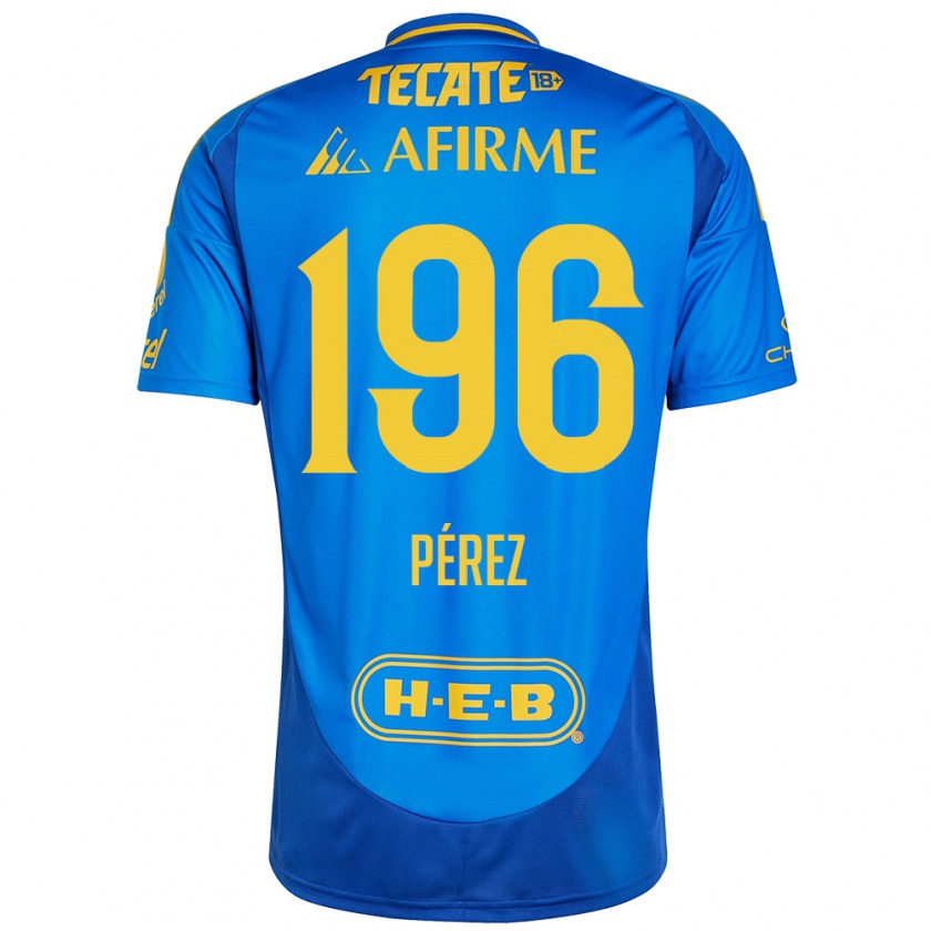 Kandiny Gyermek Axel Pérez #196 Kék Sárga Idegenbeli Jersey 2024/25 Mez Póló Ing