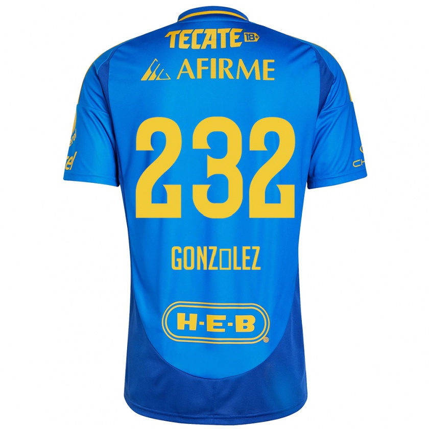 Kandiny Gyermek César González #232 Kék Sárga Idegenbeli Jersey 2024/25 Mez Póló Ing