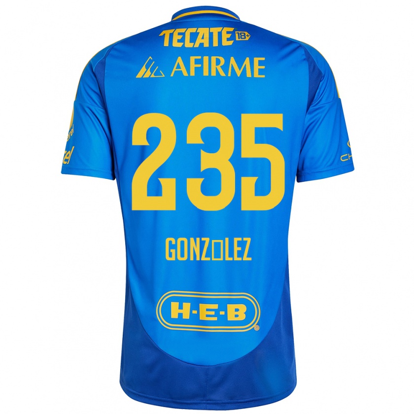 Kandiny Gyermek Mauricio González #235 Kék Sárga Idegenbeli Jersey 2024/25 Mez Póló Ing