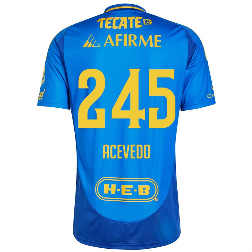 Kandiny Gyermek Kevin Acevedo #245 Kék Sárga Idegenbeli Jersey 2024/25 Mez Póló Ing