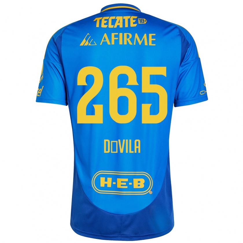 Kandiny Gyermek Emiliano Dávila #265 Kék Sárga Idegenbeli Jersey 2024/25 Mez Póló Ing