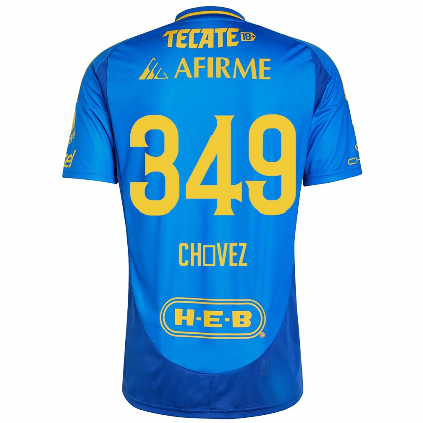 Kandiny Gyermek Jorge Chávez #349 Kék Sárga Idegenbeli Jersey 2024/25 Mez Póló Ing