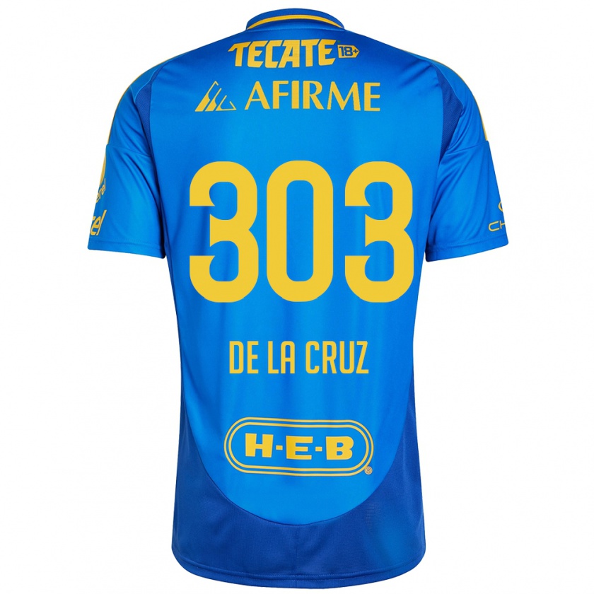 Kandiny Gyermek Erick De La Cruz #303 Kék Sárga Idegenbeli Jersey 2024/25 Mez Póló Ing