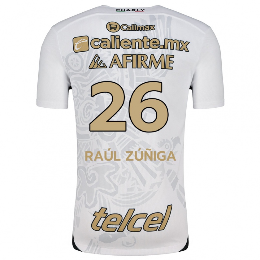 Kandiny Gyermek José Raúl Zúñiga #26 Fehér Fekete Idegenbeli Jersey 2024/25 Mez Póló Ing