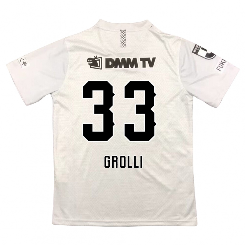 Kandiny Gyermek Douglas Grolli #33 Szürke Fekete Idegenbeli Jersey 2024/25 Mez Póló Ing