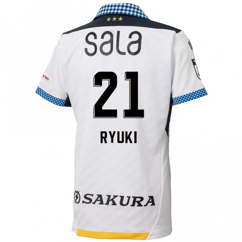 Kandiny Gyermek Ryuki Miura #21 Fehér Fekete Idegenbeli Jersey 2024/25 Mez Póló Ing