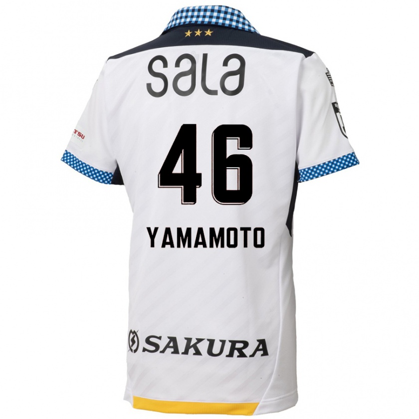 Kandiny Gyermek Shota Yamamoto #46 Fehér Fekete Idegenbeli Jersey 2024/25 Mez Póló Ing