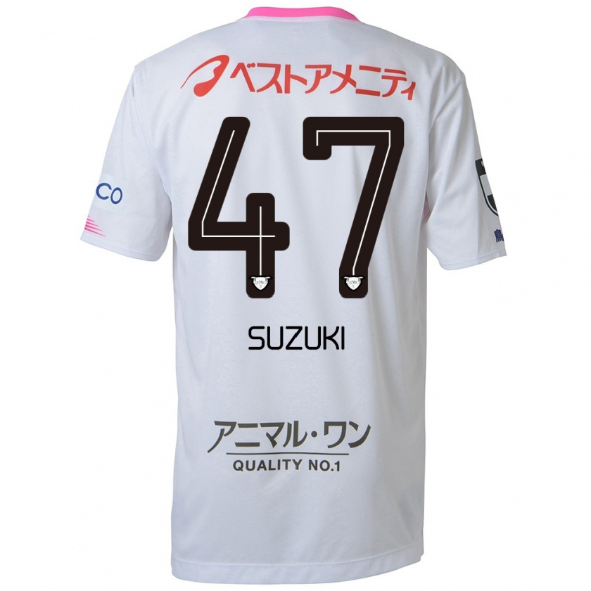 Kandiny Gyermek Daichi Suzuki #47 Fehér Kék Rózsaszín Idegenbeli Jersey 2024/25 Mez Póló Ing