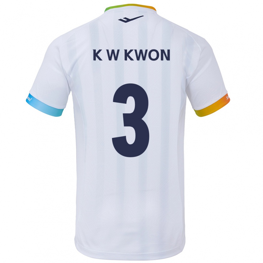 Kandiny Gyermek Wan-Kyu Kwon #3 Fehér Kék Idegenbeli Jersey 2024/25 Mez Póló Ing