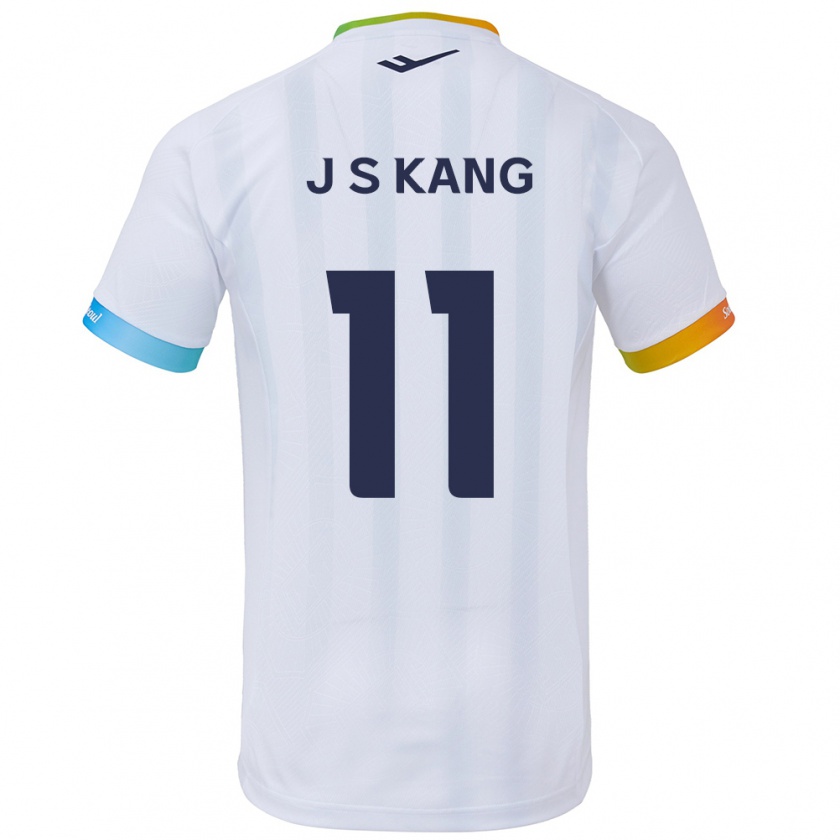 Kandiny Gyermek Seong-Jin Kang #11 Fehér Kék Idegenbeli Jersey 2024/25 Mez Póló Ing