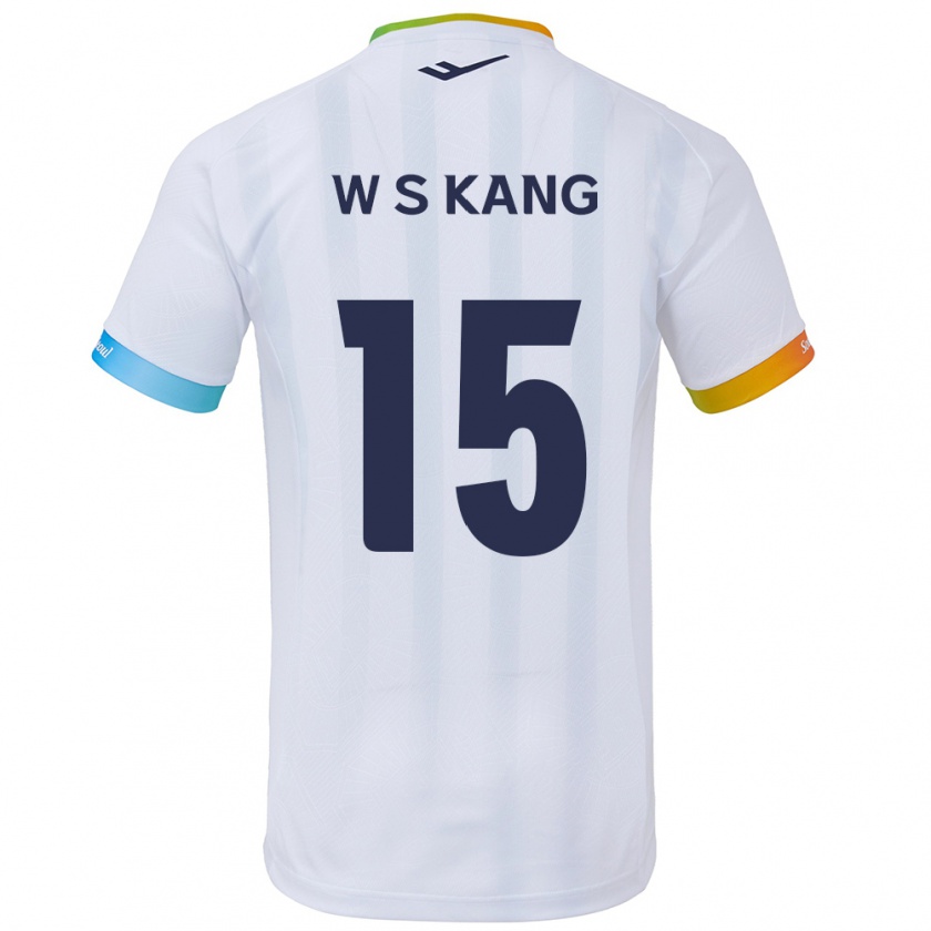 Kandiny Gyermek Sang-Woo Kang #15 Fehér Kék Idegenbeli Jersey 2024/25 Mez Póló Ing