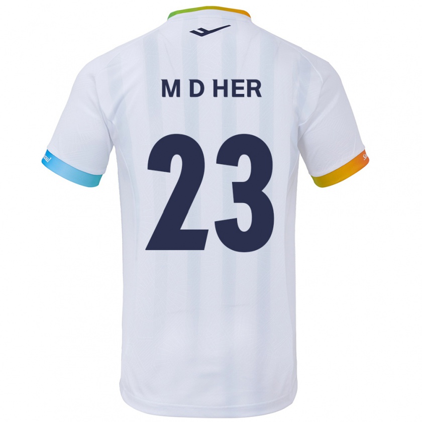 Kandiny Gyermek Dong-Min Her #23 Fehér Kék Idegenbeli Jersey 2024/25 Mez Póló Ing