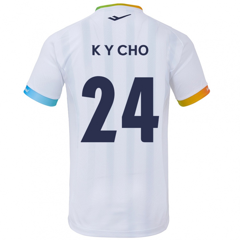 Kandiny Gyermek Young-Kwang Cho #24 Fehér Kék Idegenbeli Jersey 2024/25 Mez Póló Ing