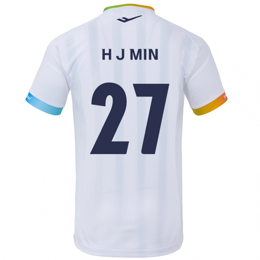 Kandiny Gyermek Ji-Hoon Min #27 Fehér Kék Idegenbeli Jersey 2024/25 Mez Póló Ing