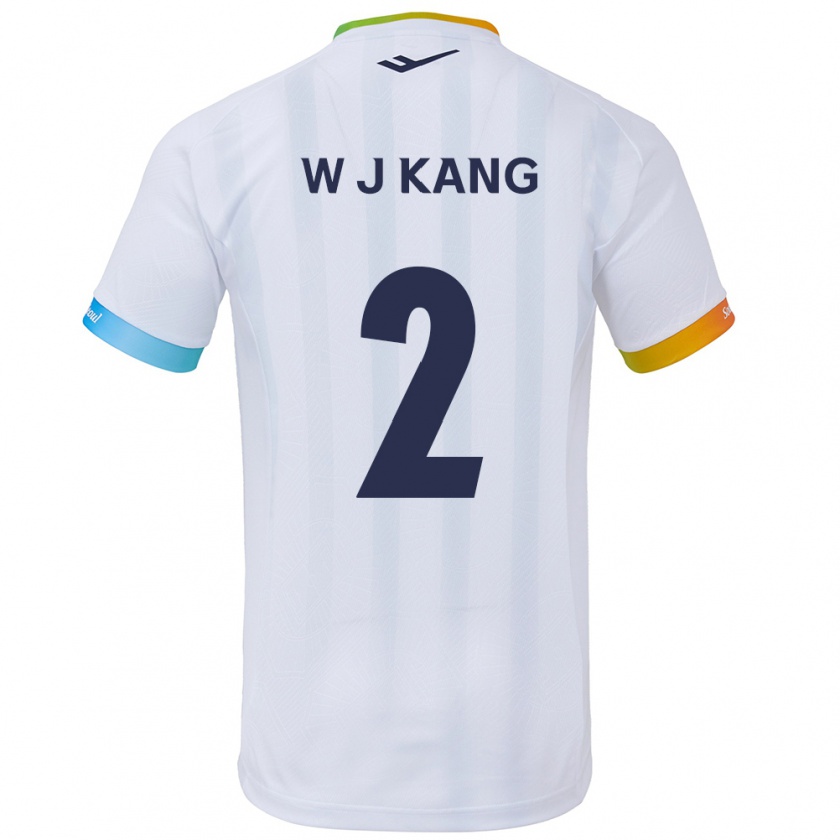 Kandiny Gyermek Jae-Won Kang #2 Fehér Kék Idegenbeli Jersey 2024/25 Mez Póló Ing