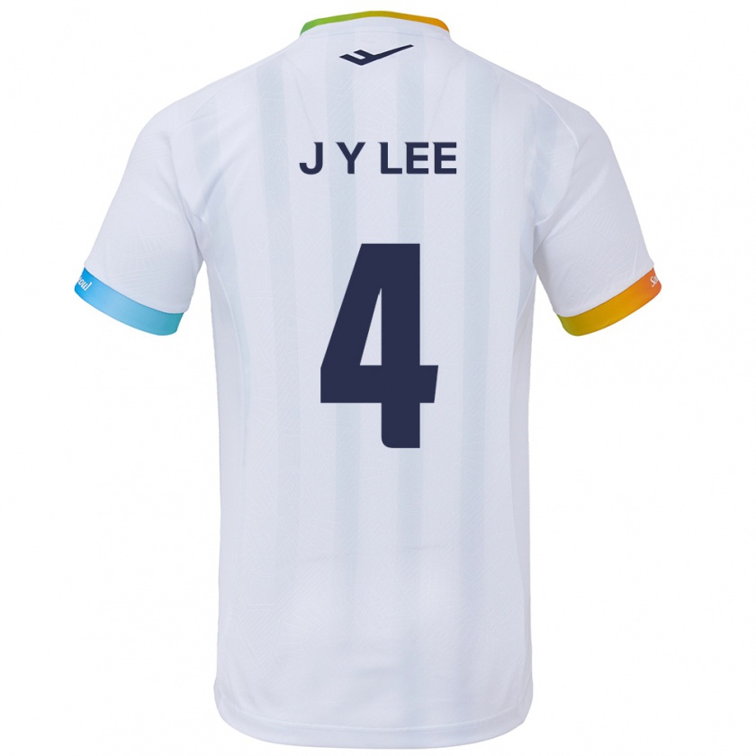 Kandiny Gyermek Young-Jun Lee #4 Fehér Kék Idegenbeli Jersey 2024/25 Mez Póló Ing