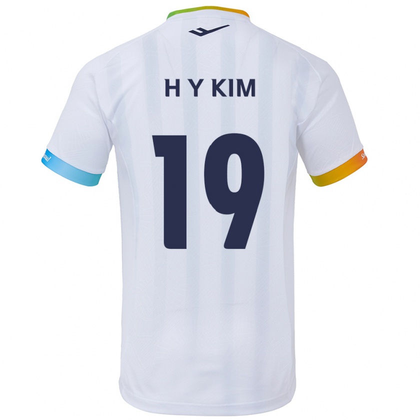 Kandiny Gyermek Yong-Hyuk Kim #19 Fehér Kék Idegenbeli Jersey 2024/25 Mez Póló Ing