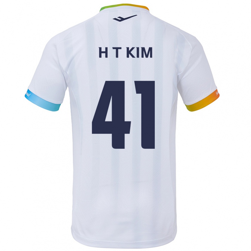 Kandiny Gyermek Tae-Ho Kim #41 Fehér Kék Idegenbeli Jersey 2024/25 Mez Póló Ing