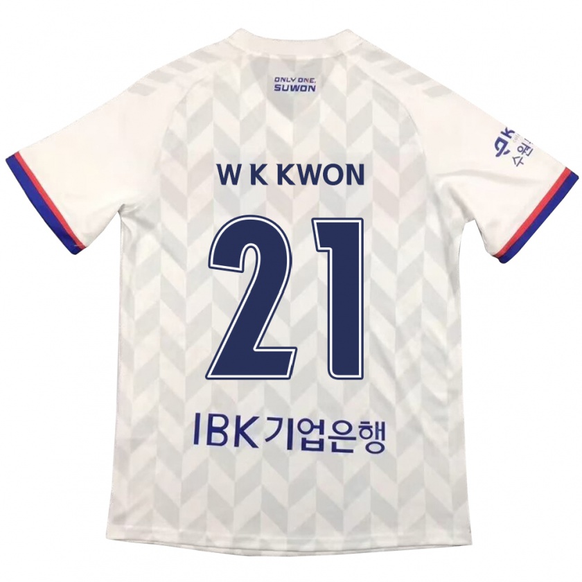 Kandiny Gyermek Kyung-Won Kwon #21 Fehér Kék Idegenbeli Jersey 2024/25 Mez Póló Ing