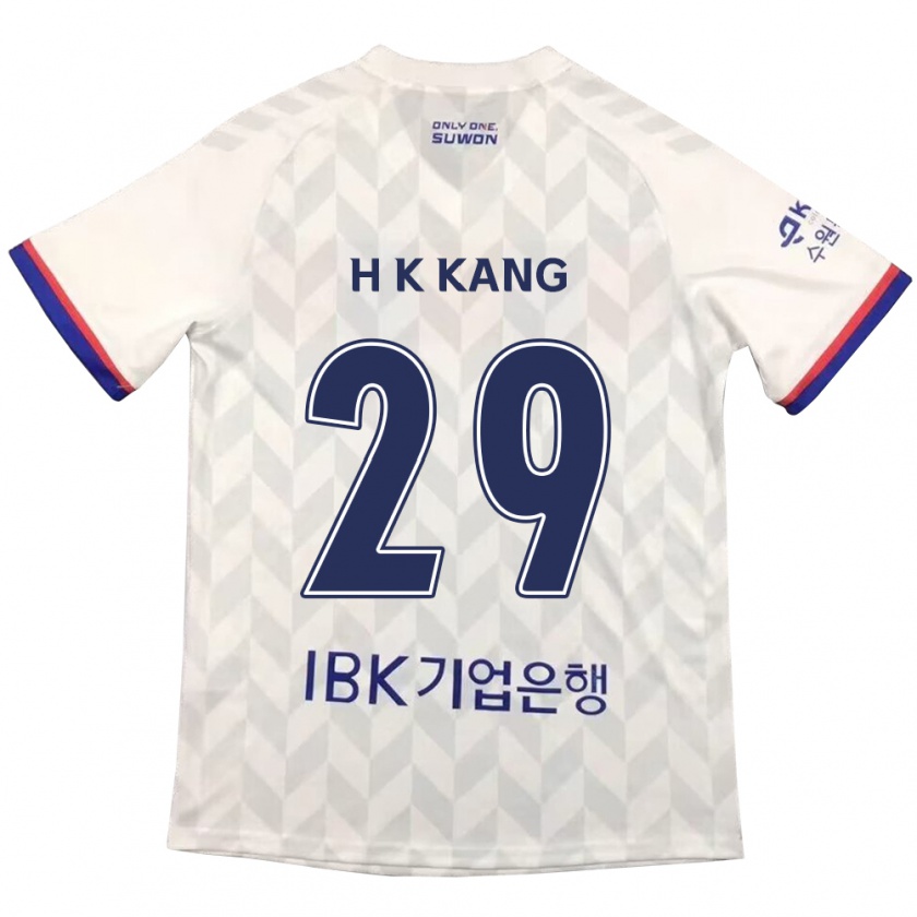 Kandiny Gyermek Kyo-Hun Kang #29 Fehér Kék Idegenbeli Jersey 2024/25 Mez Póló Ing