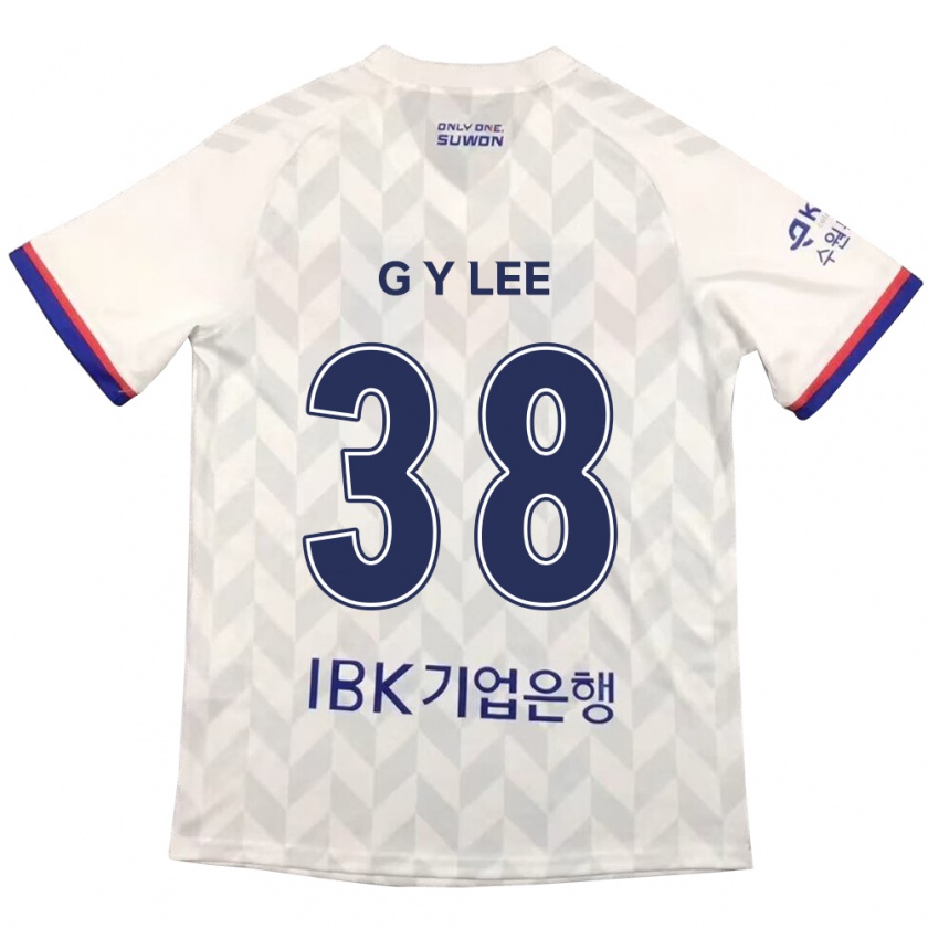 Kandiny Gyermek Yun-Gun Lee #38 Fehér Kék Idegenbeli Jersey 2024/25 Mez Póló Ing