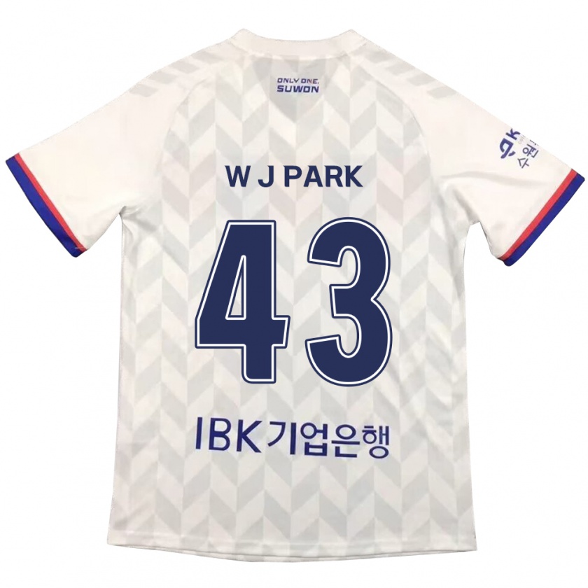 Kandiny Gyermek Jin-Woo Park #43 Fehér Kék Idegenbeli Jersey 2024/25 Mez Póló Ing