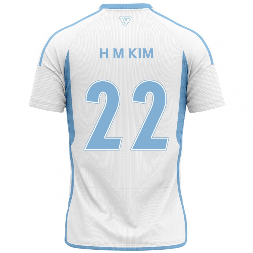 Kandiny Gyermek Min-Hyuk Kim #22 Fehér Kék Idegenbeli Jersey 2024/25 Mez Póló Ing