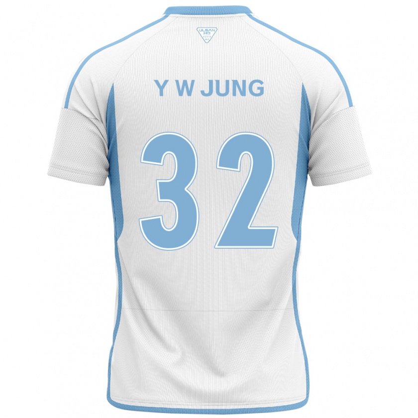 Kandiny Gyermek Woo-Young Jung #32 Fehér Kék Idegenbeli Jersey 2024/25 Mez Póló Ing