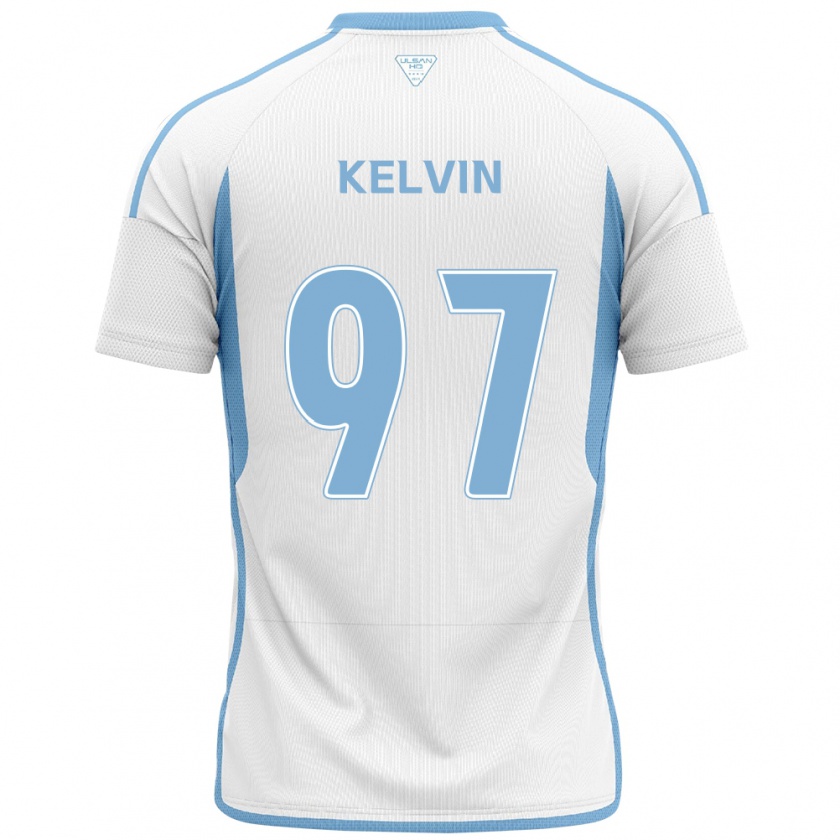 Kandiny Gyermek Kelvin #97 Fehér Kék Idegenbeli Jersey 2024/25 Mez Póló Ing