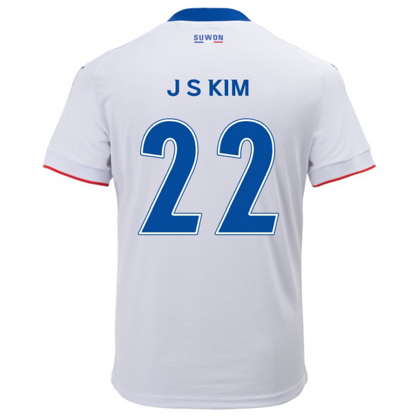 Kandiny Gyermek Sang-Jun Kim #22 Fehér Kék Idegenbeli Jersey 2024/25 Mez Póló Ing