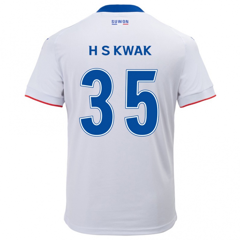 Kandiny Gyermek Sung-Hoon Kwak #35 Fehér Kék Idegenbeli Jersey 2024/25 Mez Póló Ing