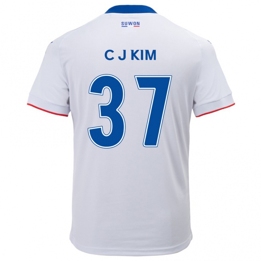 Kandiny Gyermek Joo-Chan Kim #37 Fehér Kék Idegenbeli Jersey 2024/25 Mez Póló Ing