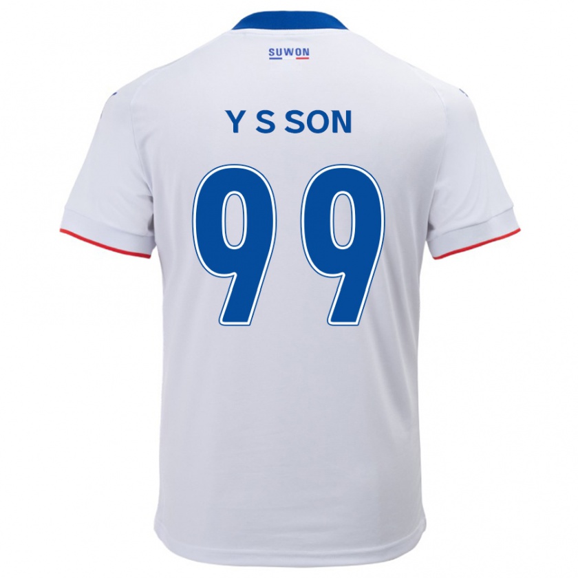 Kandiny Gyermek Suk-Yong Son #99 Fehér Kék Idegenbeli Jersey 2024/25 Mez Póló Ing