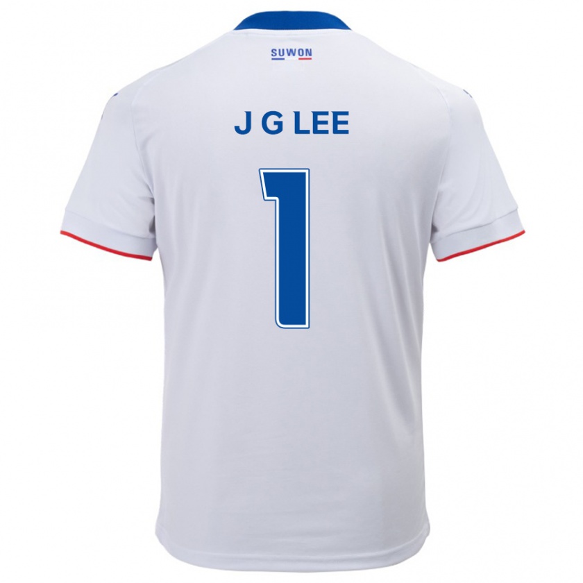 Kandiny Gyermek Gyeong-Jun Lee #1 Fehér Kék Idegenbeli Jersey 2024/25 Mez Póló Ing