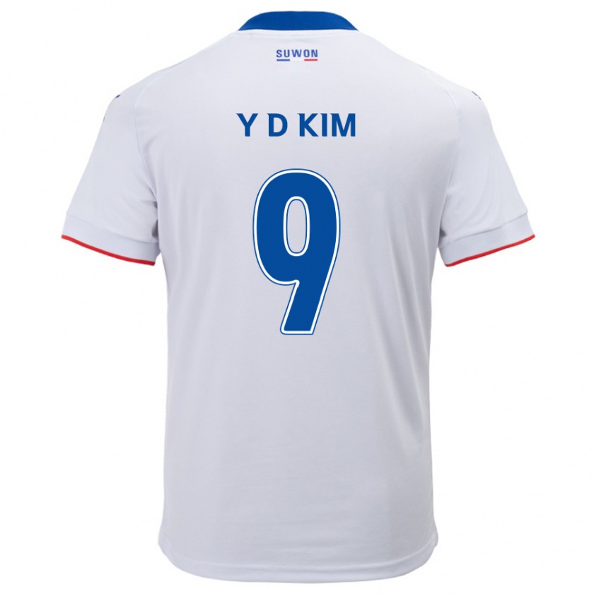 Kandiny Gyermek Dong-Yeon Kim #9 Fehér Kék Idegenbeli Jersey 2024/25 Mez Póló Ing