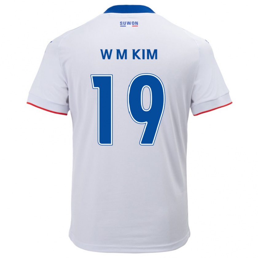 Kandiny Gyermek Min-Woo Kim #19 Fehér Kék Idegenbeli Jersey 2024/25 Mez Póló Ing