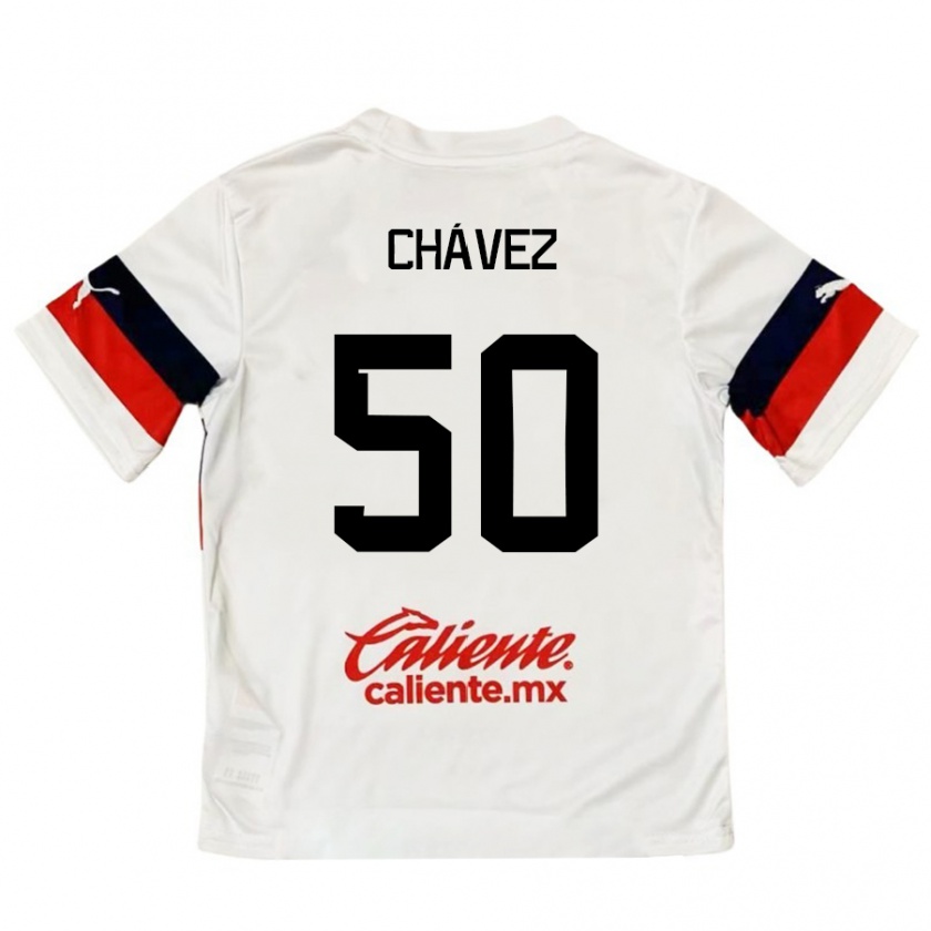 Kandiny Gyermek Mateo Chávez #50 Fehér Piros Idegenbeli Jersey 2024/25 Mez Póló Ing