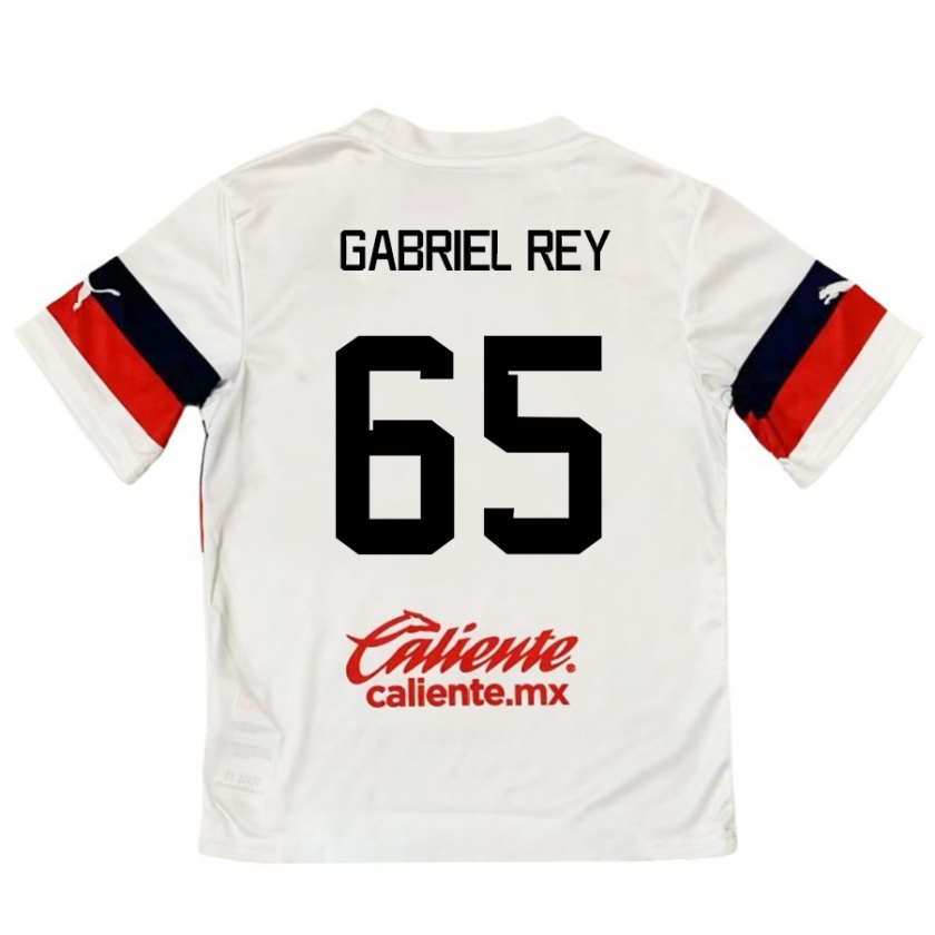 Kandiny Gyermek Luis Gabriel Rey #65 Fehér Piros Idegenbeli Jersey 2024/25 Mez Póló Ing